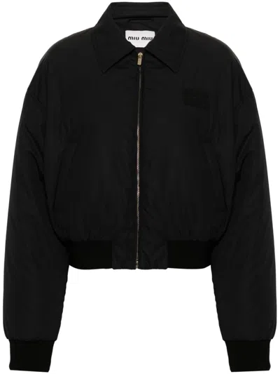 Miu Miu Daunenjacke Mit Logo In Black