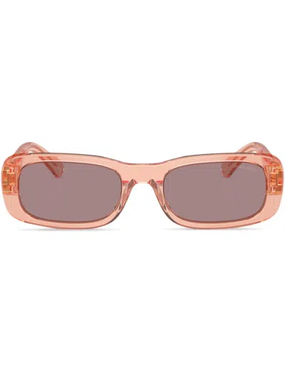 MIU MIU LOGO-LETTERING RECTANGLE-FRAME SUNGLASSES
