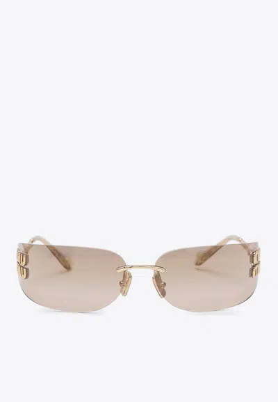 Miu Miu Logo Lettering Rectangular Sunglasses