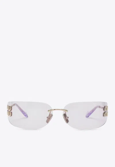 Miu Miu Logo Lettering Rectangular Sunglasses