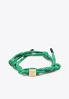 Miu Miu Emerald Green Rope Bracelet With Logo Women In Green