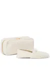 Miu Miu Logo-lettering Shearling Slippers And Case Set In White