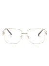Miu Miu Logo-lettering Square-frame Glasses In Gold