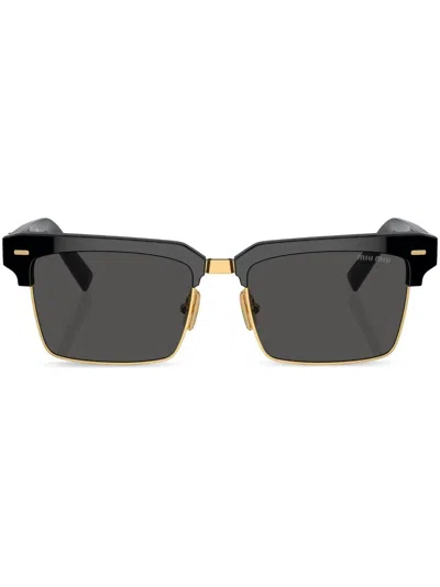 Miu Miu Womens Black Mu 10zs Rectangle-frame Acetate Sunglasses