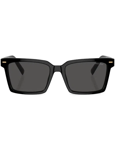 MIU MIU LOGO-LETTERING SQUARE-FRAME SUNGLASSES