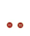 Miu Miu Logo-lettering Stud Earrings In Yellow