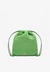 Miu Miu Logo Lettering Suede Pouch In Green