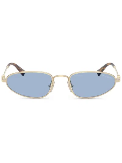 Miu Miu Logo-lettering Sunglasses In 金色