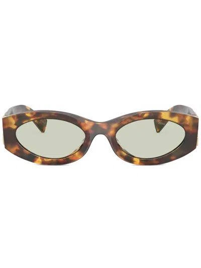 Miu Miu Logo-lettering Sunglasses In 褐色
