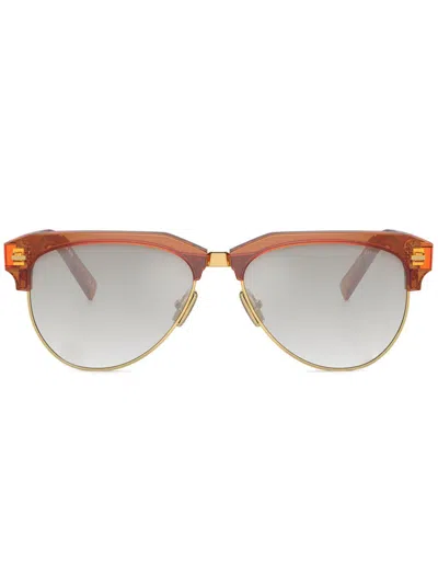 Miu Miu 0mu 09zs Translucent Amber Acetate Sunglasses In Brown