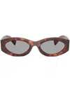 Miu Miu Logo Oval Acetate Sunglasses In Brown