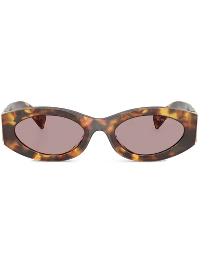 Miu Miu Logo-lettering Sunglasses In Brown