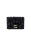 Miu Miu Black Leather Card Holder In Black
