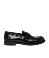 Miu Miu Black Leather Loafers In Black
