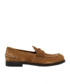 Miu Miu Coin-plaque Suede Loafers In Cinnamon