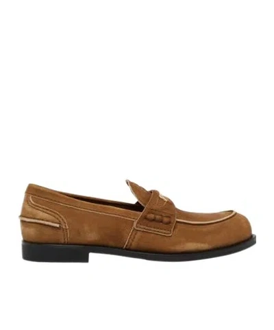 Miu Miu Coin-plaque Suede Loafers In Brown