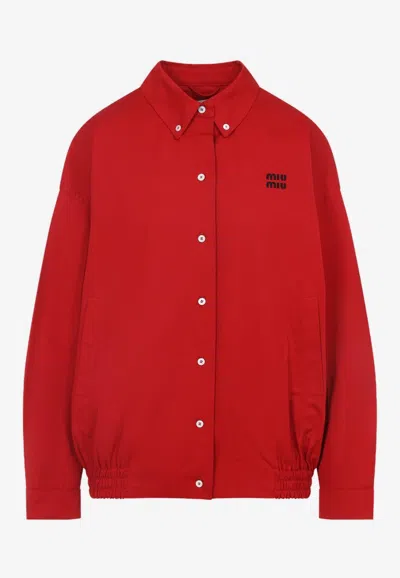 MIU MIU LOGO LONG-SLEEVED OVERSHIRT