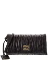 Miu Miu Logo Matelasse Leather Crossbody In Black
