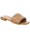 Miu Miu Quilted Open Toe Flat Sole Slippers In Brown