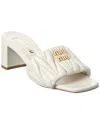 Miu Miu Logo Matelasse Leather Sandal In White