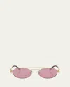 Miu Miu Womens Gold Mu 54zs Oval-frame Metal Sunglasses In Gold