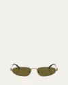 Miu Miu Logo Metal Oval Sunglasses In Green