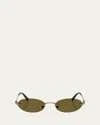 Miu Miu Logo Metal Oval Sunglasses In Dark Brown