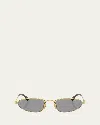 Miu Miu Logo Metal Oval Sunglasses In Gold
