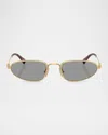 Miu Miu Logo Lettering Oval Sunglasses In Gold