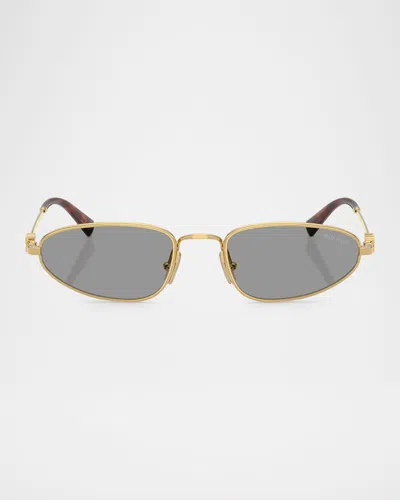 MIU MIU LOGO METAL OVAL SUNGLASSES