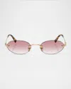 Miu Miu Oval-frame Sunglasses In Pale Gold