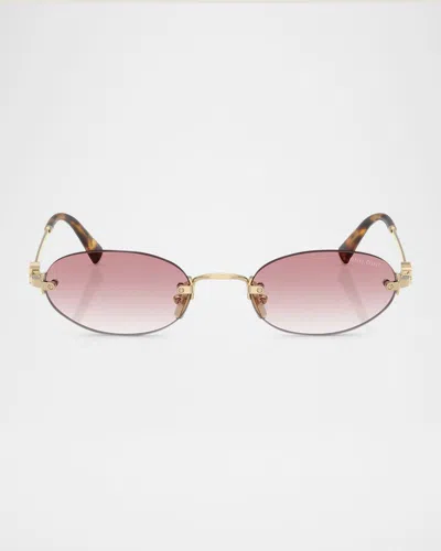 MIU MIU LOGO METAL OVAL SUNGLASSES