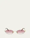 Miu Miu Oval-frame Sunglasses In Pale Gold