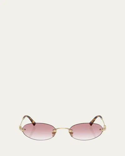 MIU MIU LOGO METAL OVAL SUNGLASSES