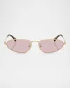 Miu Miu Logo Metal Oval Sunglasses In Purple