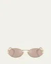 Miu Miu Womens Mu 52ys Oval-frame Metal Sunglasses Gold In Pale Gold
