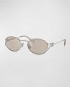 Miu Miu Women's 54mm Metal Round Sunglasses In Silver
