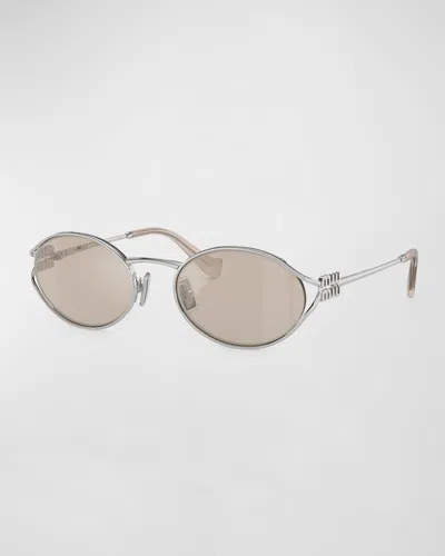 MIU MIU LOGO METAL OVAL SUNGLASSES