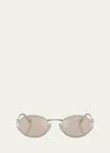 Miu Miu Eyewear Oval Frame Sunglasses In Silver