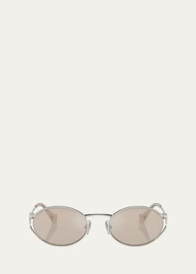 MIU MIU LOGO METAL OVAL SUNGLASSES