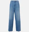 Miu Miu Logo Mid-rise Wide-leg Jeans In Blue