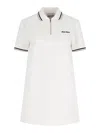 Miu Miu Cotton Pique Short-sleeve Polo Mini Dress In White