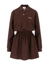 Miu Miu Logo-print Cotton Dress In Brown