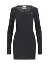 Miu Miu Logo Mini Dress In Black  