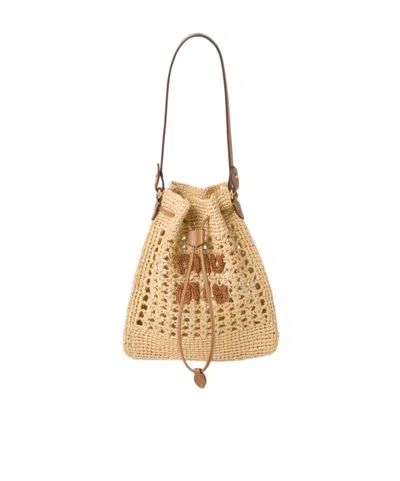 Miu Miu Logo Mini Shoulder Bag In Nude