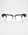 Miu Miu Black Rectangular Wayfarer Glasses In Black