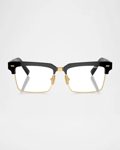 MIU MIU LOGO MIXED-MEDIA SQUARE SUNGLASSES
