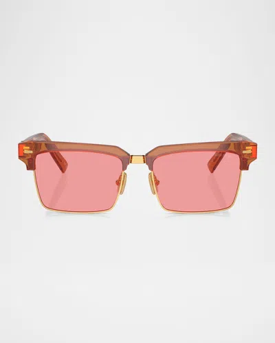 MIU MIU LOGO MIXED-MEDIA SQUARE SUNGLASSES