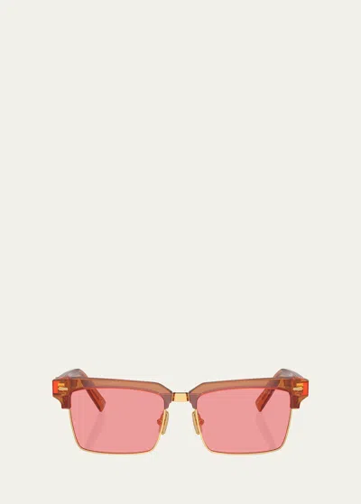 MIU MIU LOGO MIXED-MEDIA SQUARE SUNGLASSES