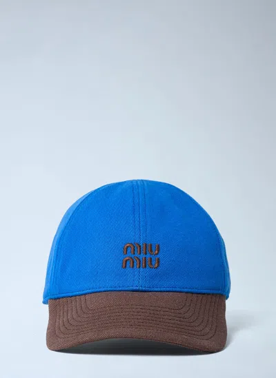 Miu Miu Logo Motif Baseball Cap In Brown